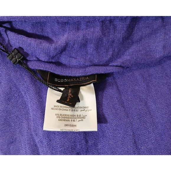 Bcbg max womens small cardigan sweater waterfall silk cashmere purple - Picture 6 of 9